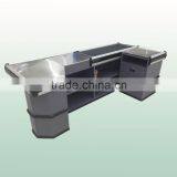 Electric Checkout Counter With Grey Color and Conveyor Belt / High Quality Checkout Counter