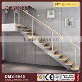 Hard Wood/iron Staircase With Steel Pipe Stair Handrail