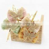 Unique Wavy Chiffon Hair Bows,Crochet Butterfly With Chiffon Bow thumbnail-4