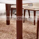 Glass Top Wooden Color Steel Leg Dining Table With Tempered Glass Top thumbnail-4