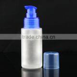 Frosted Lotion Glass Bottle With Blue Press Pump thumbnail-2