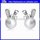 Custom Wholesale 12mm 925 Sterling Silver Freshwater Pearl Stud Earrings thumbnail-3