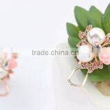 Wholesale Jewelry Cheap Pink Flower Design Pearl Stud Earrings thumbnail-2