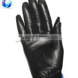 Women Soft Black Serving Goatskin Leather Touch Gloves thumbnail-3