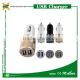 Aluminum Car Charger,12v car battery charger for mobile phone double USB car Charger