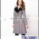 Gray Long Double Breasted Coat Wholesale Price Jacket For Women