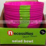 Picnic Salad Bowl PP 10 Inch Round (Pink-RHODAMINE RED c) in Display Box Packing #TG1005EG thumbnail-1