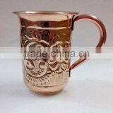 FDA APPROVED NEW ARRIVAL EMBOSSED DESIGN 100% PURE COPPER MOSCOW MULE DRINKING CUPS thumbnail-1