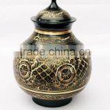 metal antique black flower pot design urns with cap
