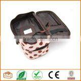 Double Layer Cosmetic Bag Pink With Coffee Dot Travel Toiletry Cosmetic Makeup Bag Organizer With Mirror thumbnail-5