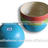 Round Colored Lacquer Bamboo Salad Bowl thumbnail-1