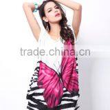 Hot Selling Casual Short Sleeve Womens Butterfly Pattern Summer Top thumbnail-2