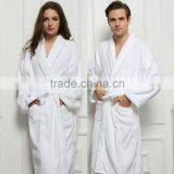 Soft White Cotton Bathrobe Robe Nightwear Long Robes Dressing Gown For Women Men thumbnail-1