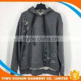 Men Latest Designs Cotton French Terry Blank Hoodies With Many Holes thumbnail-1