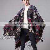 Special Design New Year Ladies Scarf Rhombus Shape Printed National Wind Women Muffle With Tassels thumbnail-4