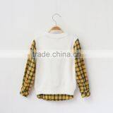 S33022W Spring Autumn Long Sleeve Shirt for Kids Grids Sleeve Joining Shirts thumbnail-5