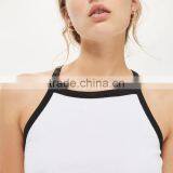 Black and White Contrast Color Basic Style Women's Crop Top thumbnail-5