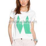 Women100% Cotton 160g,180g Casualshort Sleeve Rounded Hem T-shirt With Geometry Printing thumbnail-1