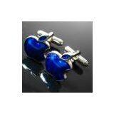 fashion enamel blue apple cufflinks