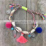 Colourful Boho Pompom Beaded Ethnic Shell Bracelet Gypsy Aztec Indian Tibet thumbnail-1