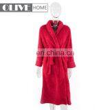 OLIVE Cheap Warm Super Soft Solid Jacquard Women Robe Microfiber Flannel Fleece Bathrobe thumbnail-1