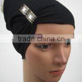 Black Islamic Turban Muslim Underscarfs With Side Pleats thumbnail-4