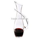 Mouth Blown Transparent Crystal Dipped Finish Wine Decanter With Handle thumbnail-4