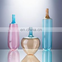 Modern Fashionable Handmade Wedding Tall Cylinder Color Clear Glass Flower Vase