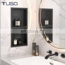Bathroom Accessories Wall Mounted Recessed Stainless Steel Double Black Shower Niche Metal Shelves