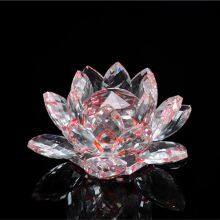 Colored Artificial Crystal Candle Holders Flower Buddhist Candlestick Glass Lotus Base Lanterns Candles Decoration Jars thumbnail-2