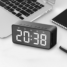 Great Quality Modernization LED Mirror Screen Wireless Bluetooth Table Digital Clock Promotional Speakers thumbnail-5