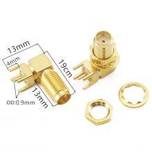 SMA KWE RF Adapter Female Jack Connector Right Angle Solder Type Antenna CONNECTOR PCB Mount 19MM