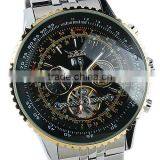 ESS Men Gent Black Tourbillon Date Golden Case Aviator Mechanical Watch WM194 thumbnail-1