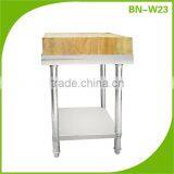 Hotel Restaurant Kitchen Equipment Stainless Steel Chopping Table With Wood Chopping Board BN-W23