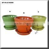 round ceramic glazed flower pot