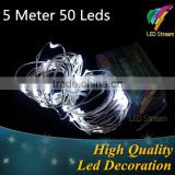 White 50leds silver wire Battery string lights