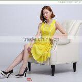 Manufacture directly clearance sale fine yellow chiffon sweet girl fashion summer dress