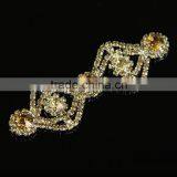 New Fancy Bling Special Golden Diamonte Rhinestone Applique For Dress RA259F03