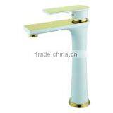 Gold and White High Quality Single Handle Bathroom Sink Faucets Gold White thumbnail-1