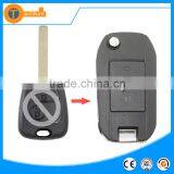 Good quality 2 button flip remote key shell with 407 blade without groove for Citroen