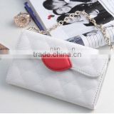 Wholesale - Fashion Lip Prints Design Wallet Flip PU Leather Case Cover With Credit Card Slot Slots Pouch For iphone 5 5G