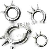 316L Surgical Steel Segment Ring With 3 Internally Threaded Spikes