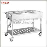 Electric 4 Pan Buffet Bain Marie Trolley/Food Warmer Trolley/Hot Food Warmer thumbnail-1