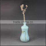 Traditional China Hand Painted Lotus Flower Mini Stoneware Vase Antique thumbnail-4