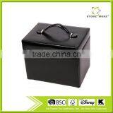 Black Luxurious Leather Jewelry Ring Earring Box Case With Mirror & Lock Leather Jewelry Box thumbnail-1