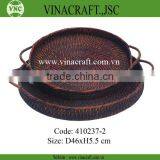 Woven Round Rattan Bamboo Tray thumbnail-1