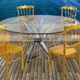 Wedding Fruniture Steel Base Folding Glass Wedding Table and Chairs thumbnail-1