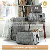 Fashion Handmade Folding Felt Woven Laundry Baskets With Leather Handle thumbnail-2