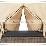 Outdoor Wicker Rattan Patio Sunbed Canopy Bed Lounger Sofa Chair Furniture thumbnail-1