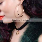 Gothic Choker Necklace For Women Hollow Heart Pendant With Smooth Flannel thumbnail-5